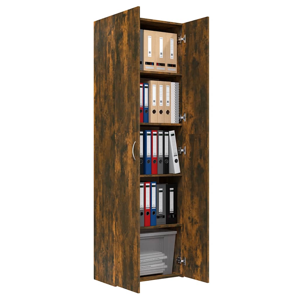 Kontorskap Røkt Eik 60X32X190 Cm Konstruert Tre