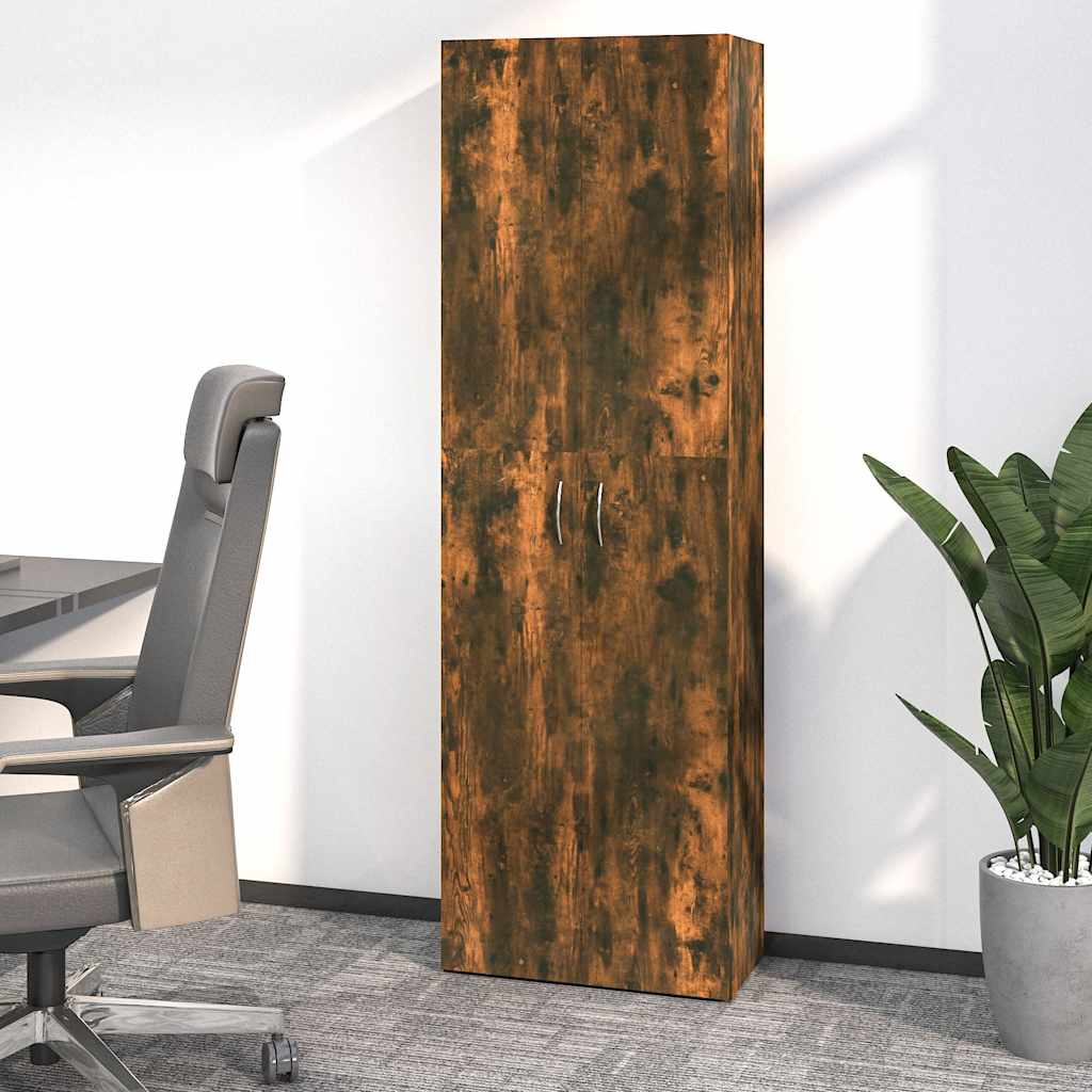 Kontorskap Røkt Eik 60X32X190 Cm Konstruert Tre