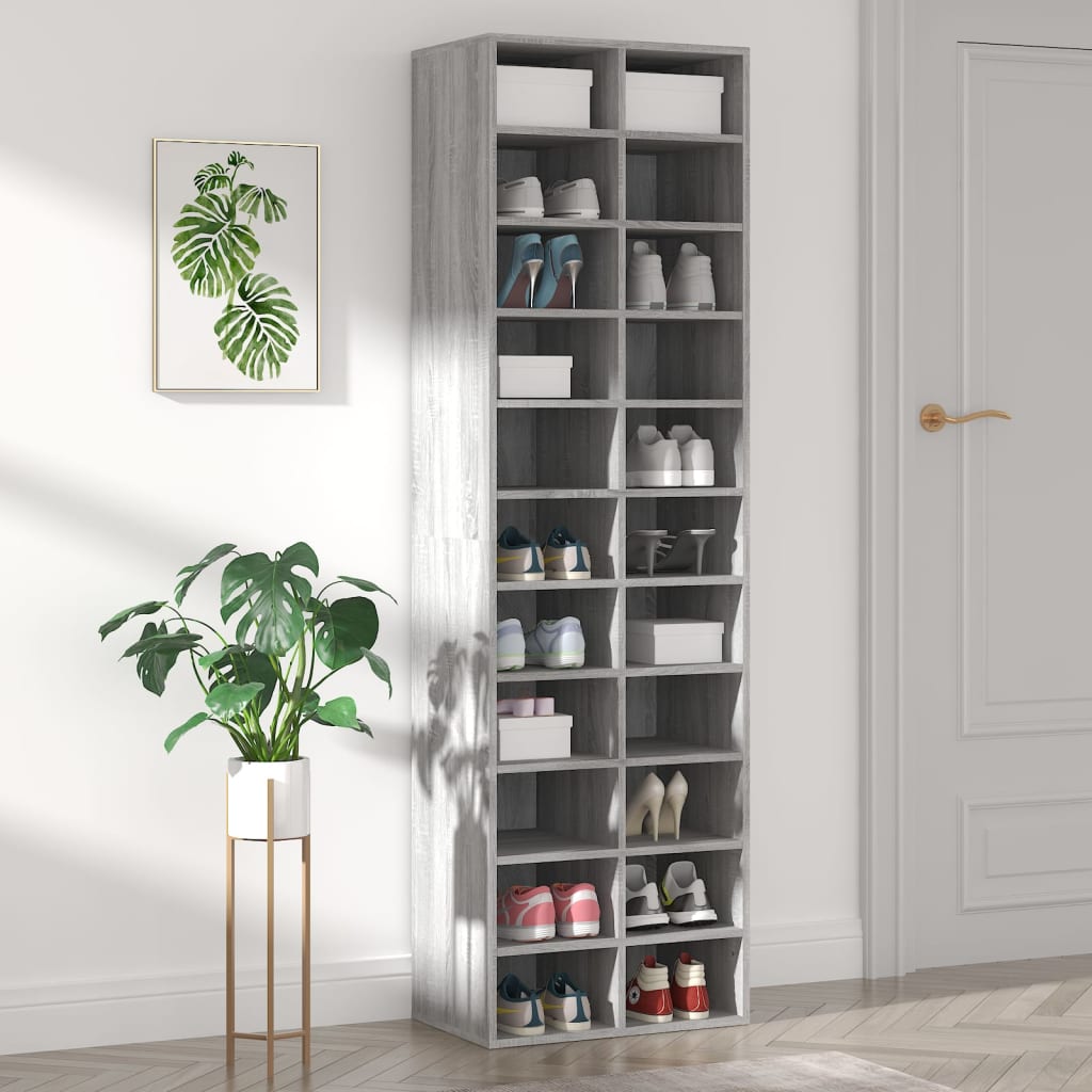 Skohylle Grå Sonoma 54X34X183 Cm Konstruert Tre