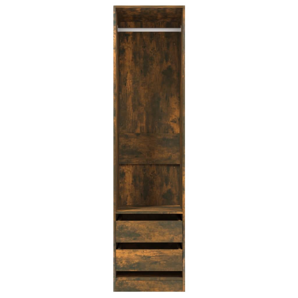 Garderobe Med Skuffer Røkt Eik 50X50X200 Cm Konstruert Tre