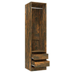 Garderobe Med Skuffer Røkt Eik 50X50X200 Cm Konstruert Tre