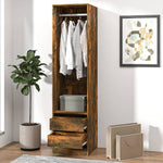 Garderobe Med Skuffer Røkt Eik 50X50X200 Cm Konstruert Tre