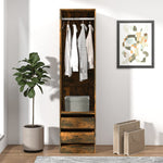 Garderobe Med Skuffer Røkt Eik 50X50X200 Cm Konstruert Tre