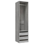 Garderobe Med Skuffer Grå Sonoma 50X50X200 Cm Konstruert Tre