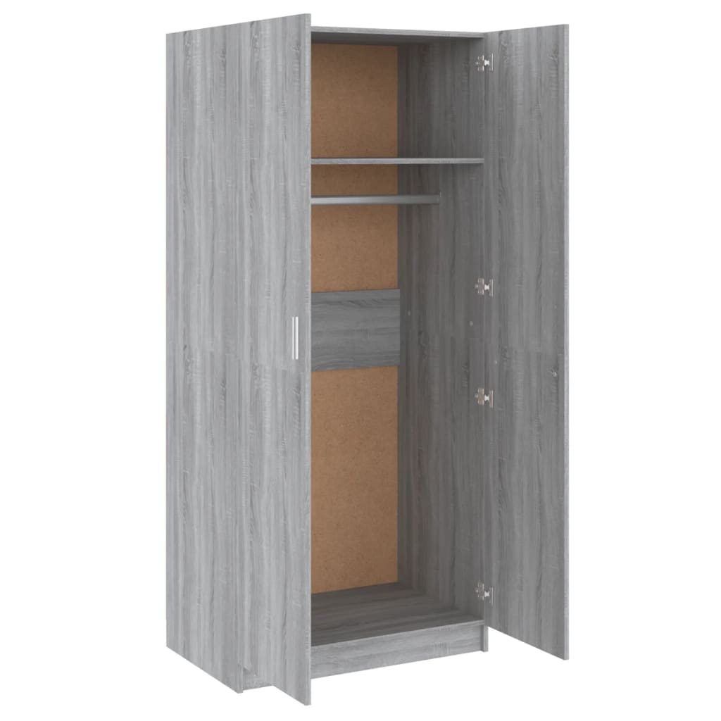 Garderobe Grå Sonoma 80X52X180 Cm Konstruert Tre