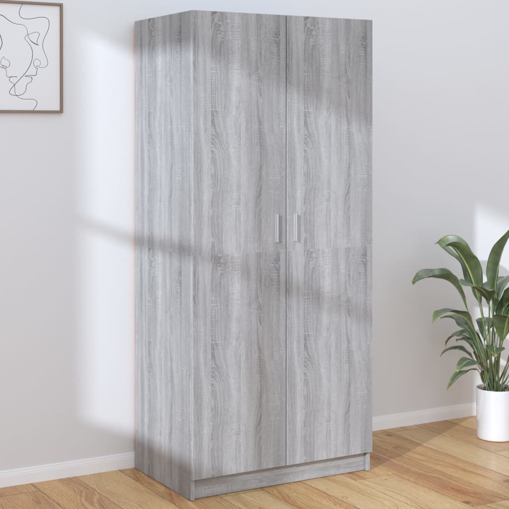 Garderobe Grå Sonoma 80X52X180 Cm Konstruert Tre