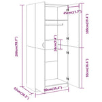 Garderobe Røkt Eik 90X52X200 Cm Konstruert Tre