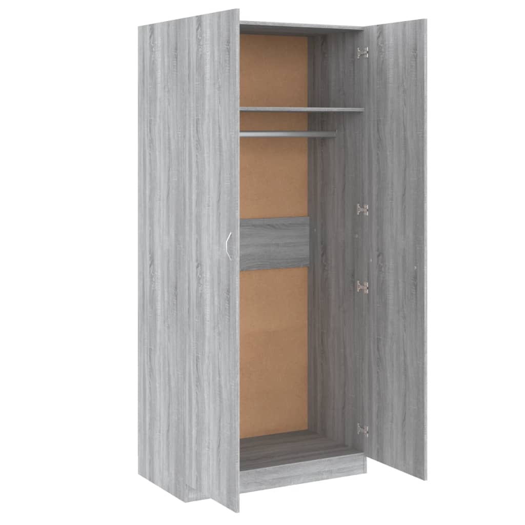 Garderobe Grå Sonoma 90X52X200 Cm Konstruert Tre