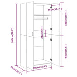 Garderobe Grå Sonoma 90X52X200 Cm Konstruert Tre