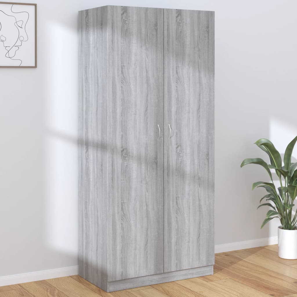 Garderobe Grå Sonoma 90X52X200 Cm Konstruert Tre