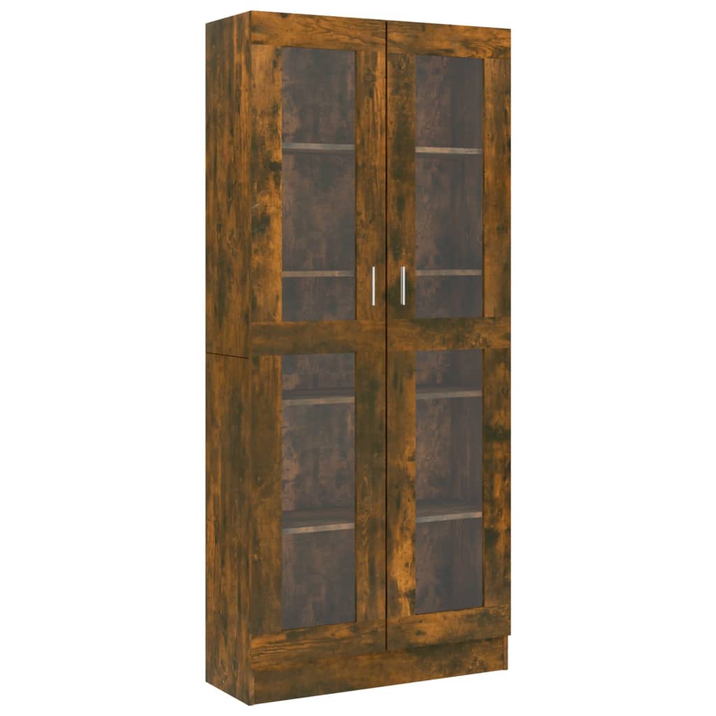 Vitrineskap Røkt Eik 82,5X30,5X185,5 Cm Konstruert Tre