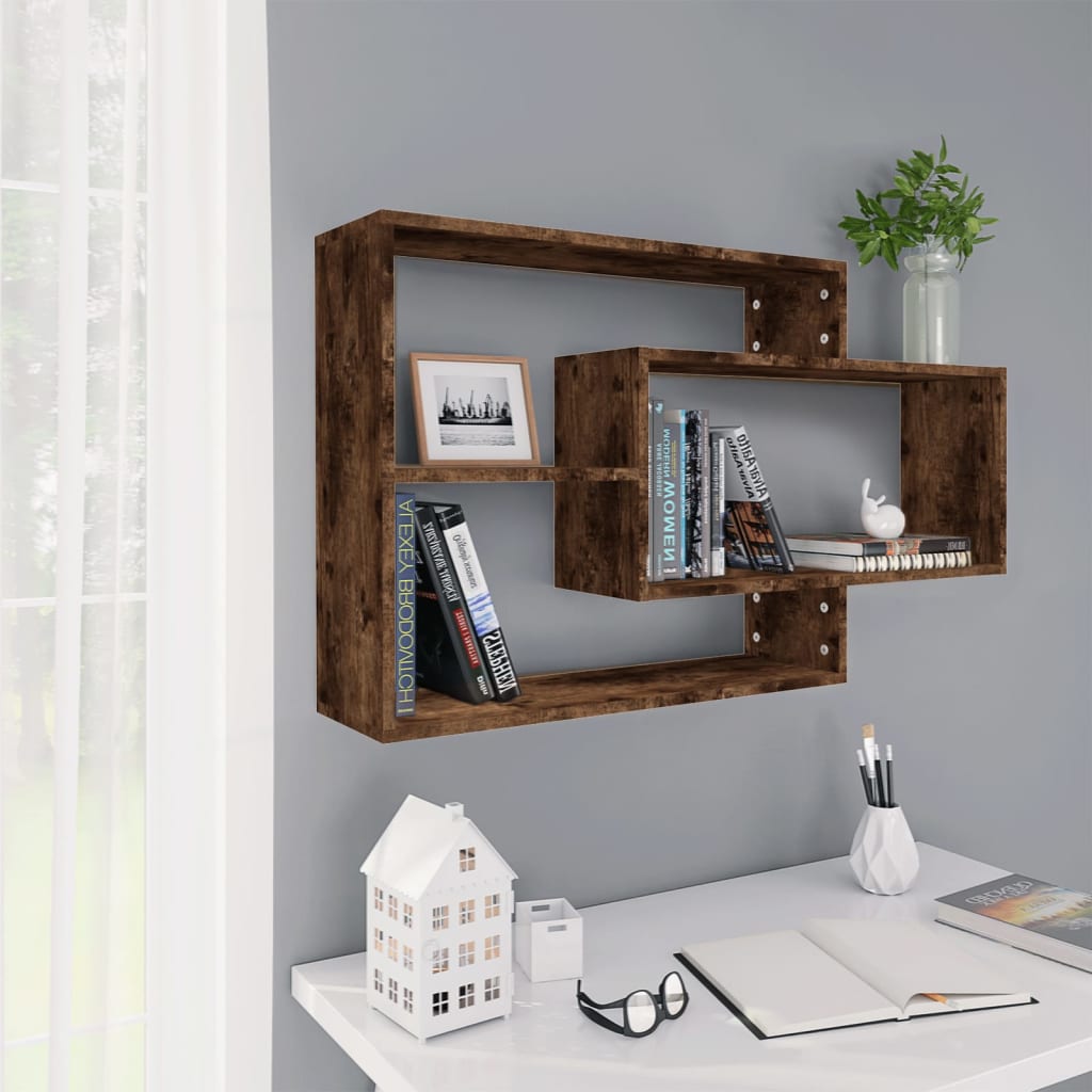 Vegghylle Røkt Eik 104X20X58,5 Cm Konstruert Tre