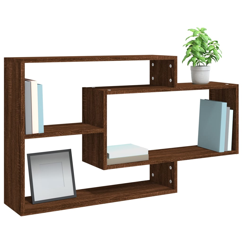 Vegghylle Brun Eik 104X20X58,5 Cm Konstruert Tre
