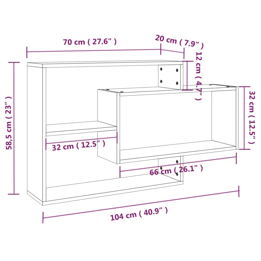 Vegghylle Brun Eik 104X20X58,5 Cm Konstruert Tre