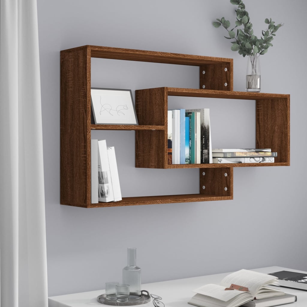 Vegghylle Brun Eik 104X20X58,5 Cm Konstruert Tre