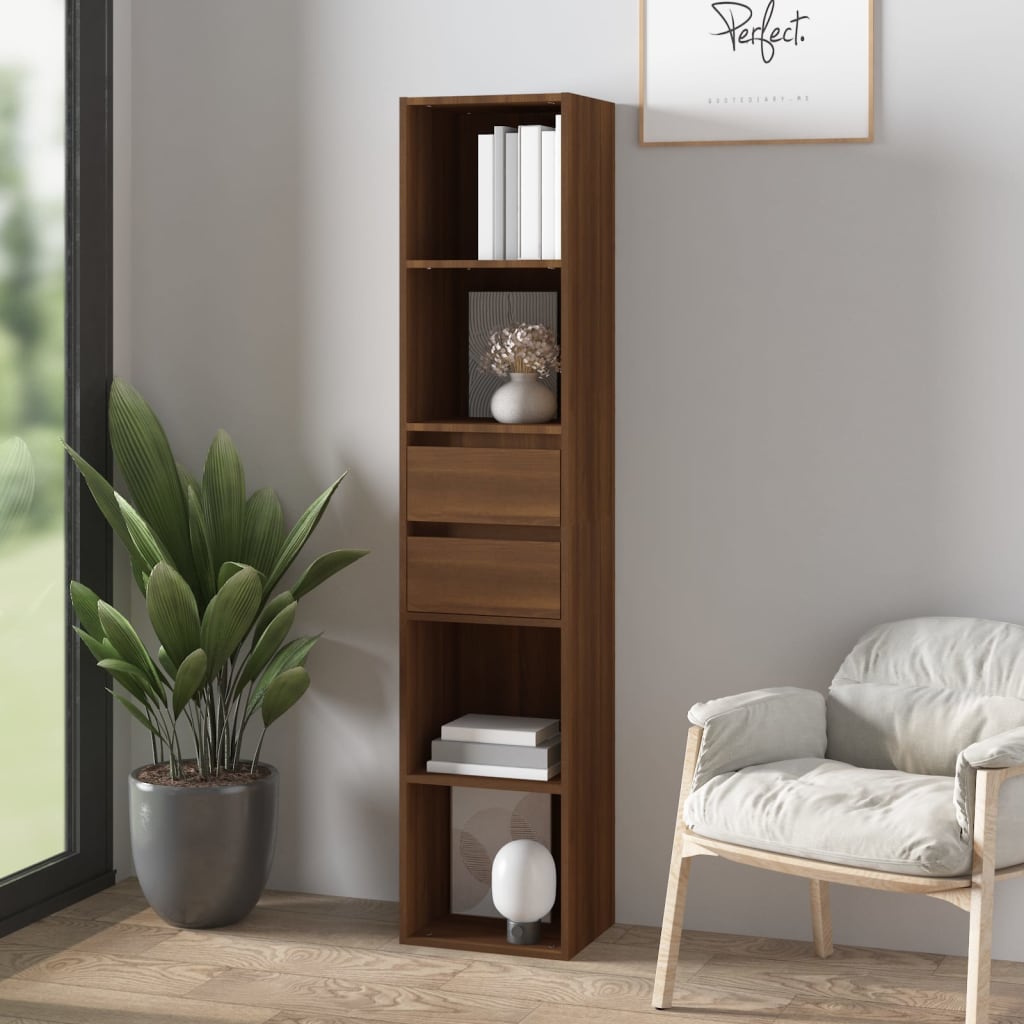 Bokhylle Brun Eik 36X30X171 Cm Konstruert Tre