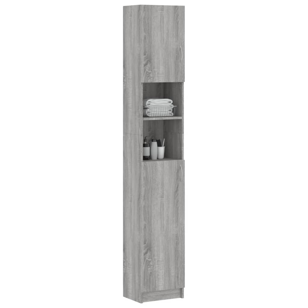 Baderomsskap Grå Sonoma Eik 32X25,5X190 Cm Konstruert Tre