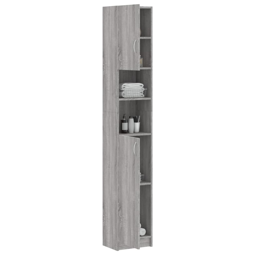 Baderomsskap Grå Sonoma Eik 32X25,5X190 Cm Konstruert Tre