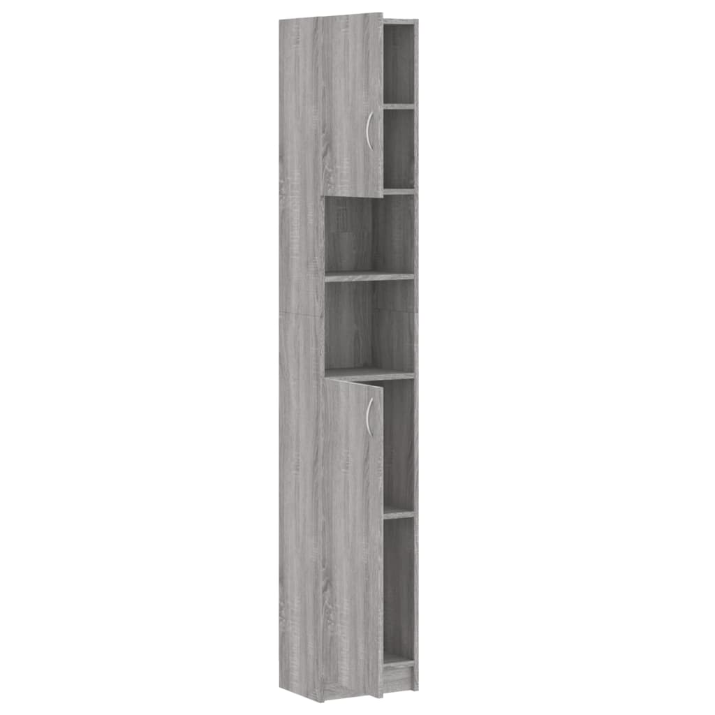 Baderomsskap Grå Sonoma Eik 32X25,5X190 Cm Konstruert Tre