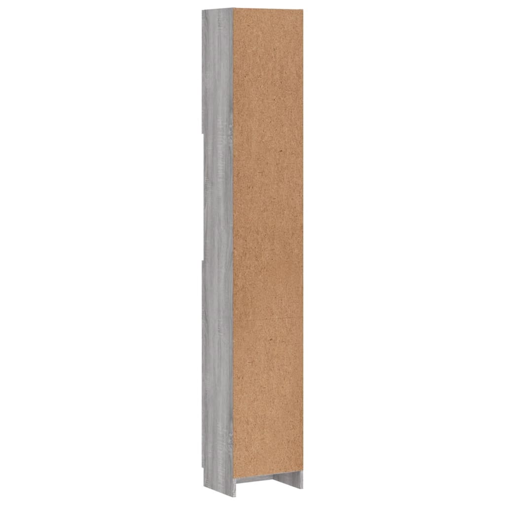Baderomsskap Grå Sonoma Eik 32X25,5X190 Cm Konstruert Tre