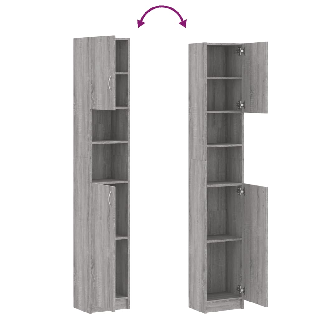 Baderomsskap Grå Sonoma Eik 32X25,5X190 Cm Konstruert Tre