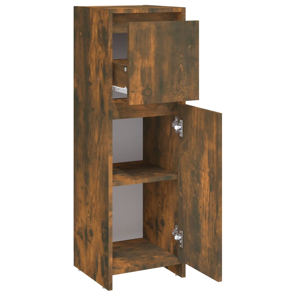 Baderomsskap Røkt Eik 30X30X95 Cm Konstruert Tre
