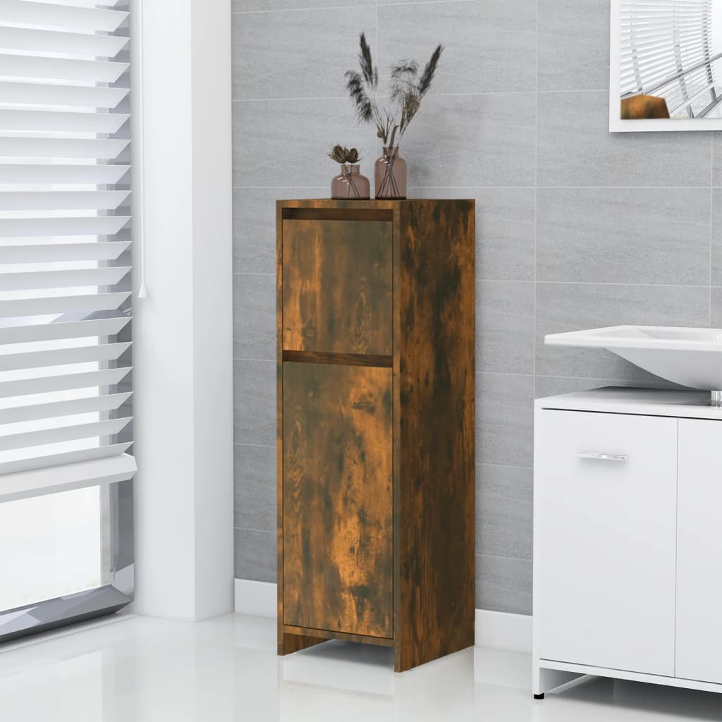 Baderomsskap Røkt Eik 30X30X95 Cm Konstruert Tre