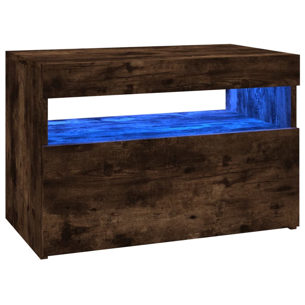 Tv-Benk Med Led-Lys Røkt Eik 60X35X40 Cm
