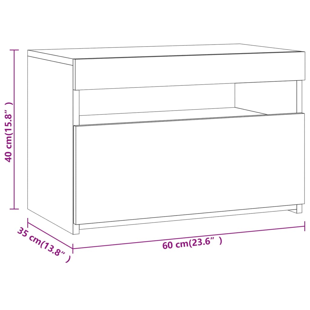 Tv-Benk Med Led-Lys Røkt Eik 60X35X40 Cm