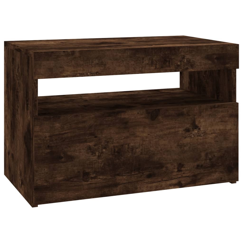 Tv-Benk Med Led-Lys Røkt Eik 60X35X40 Cm