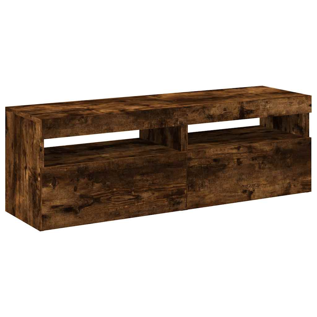 Tv-Benker 2 Stk Med Led-Lys Røkt Eik 60X35X40 Cm