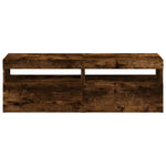 Tv-Benker 2 Stk Med Led-Lys Røkt Eik 60X35X40 Cm