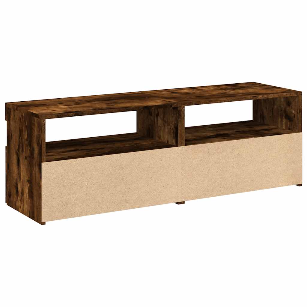 Tv-Benker 2 Stk Med Led-Lys Røkt Eik 60X35X40 Cm