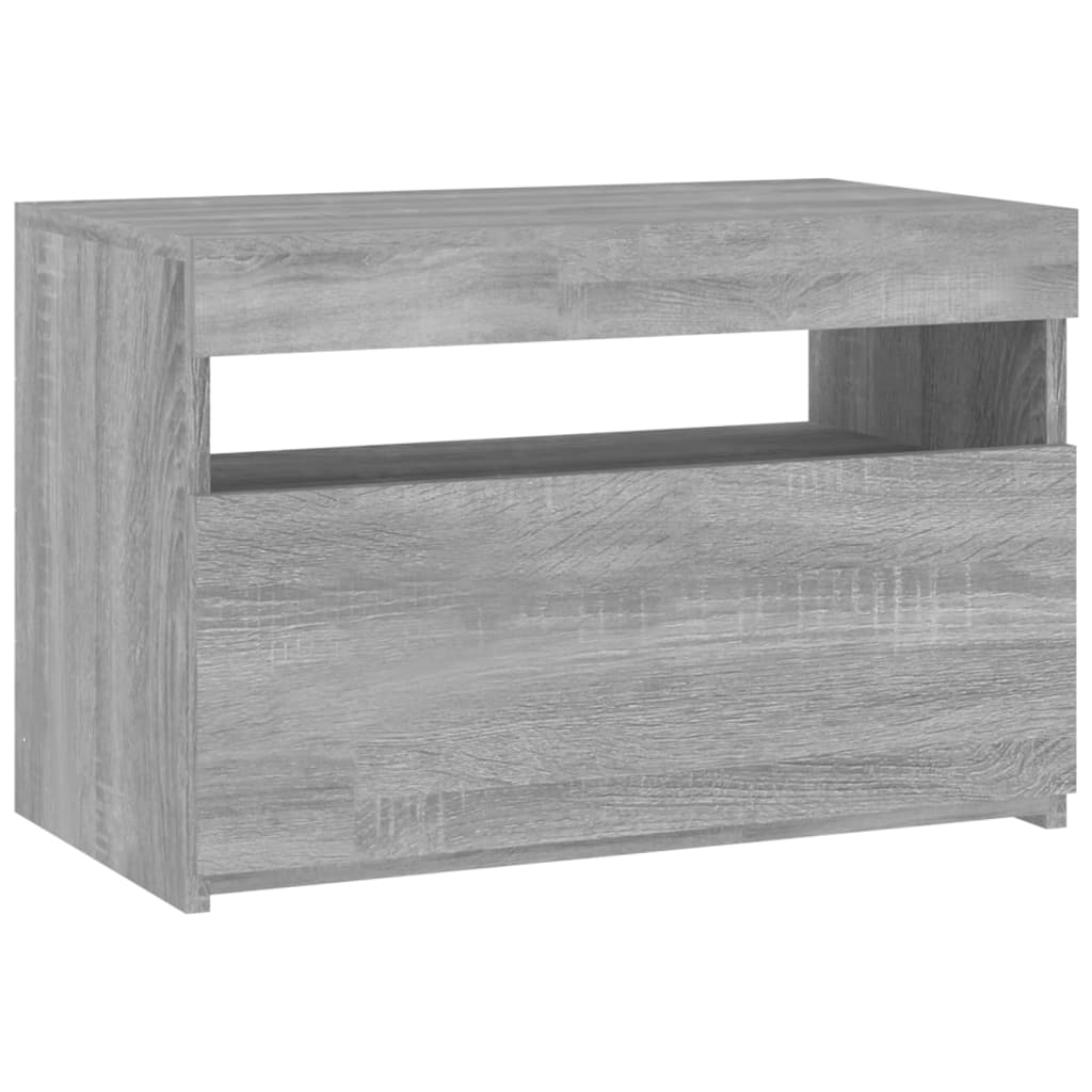 Tv-Benk Med Led-Lys Grå Sonoma 60X35X40 Cm