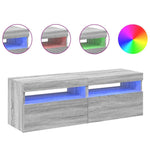 Tv-Benker 2 Stk Med Led-Lys Grå Sonoma 60X35X40 Cm