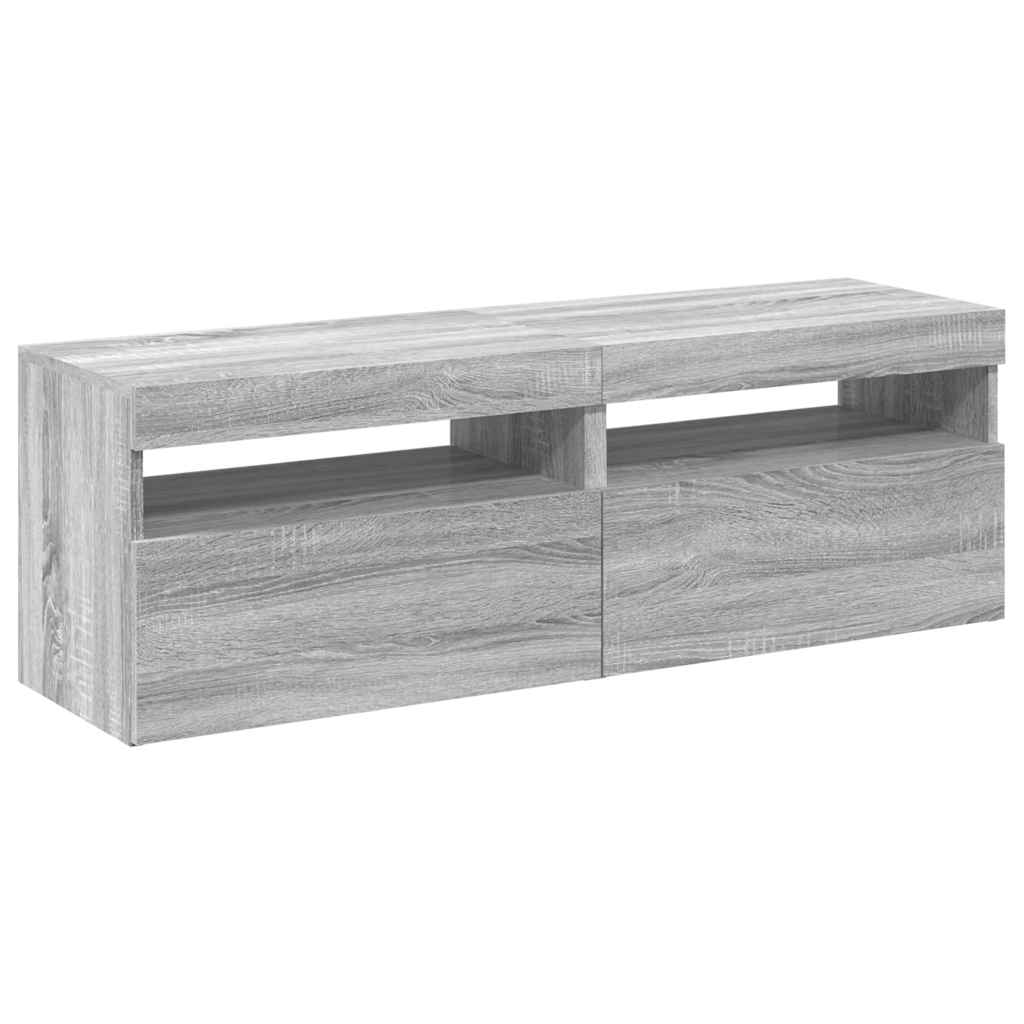 Tv-Benker 2 Stk Med Led-Lys Grå Sonoma 60X35X40 Cm