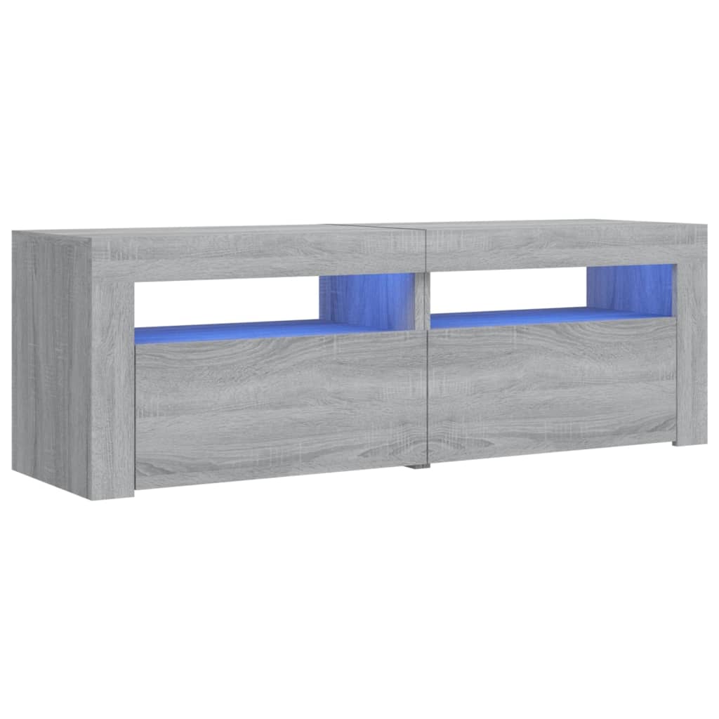 Tv-Benk Med Led-Lys Grå Sonoma 120X35X40 Cm