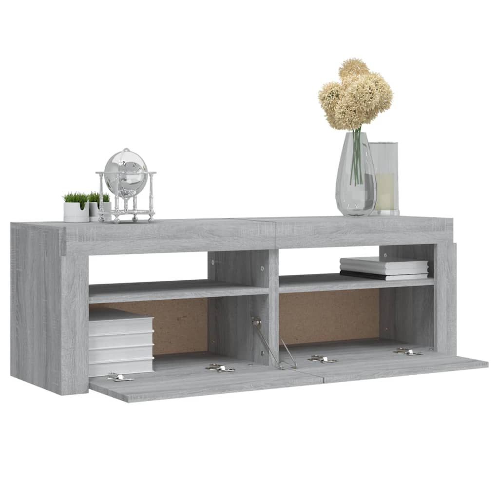 Tv-Benk Med Led-Lys Grå Sonoma 120X35X40 Cm