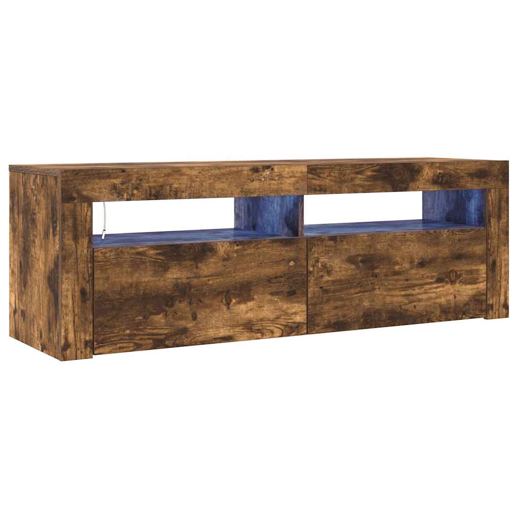 Tv-Benk Med Led-Lys Røkt Eik 120X35X40 Cm