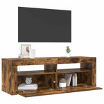Tv-Benk Med Led-Lys Røkt Eik 120X35X40 Cm