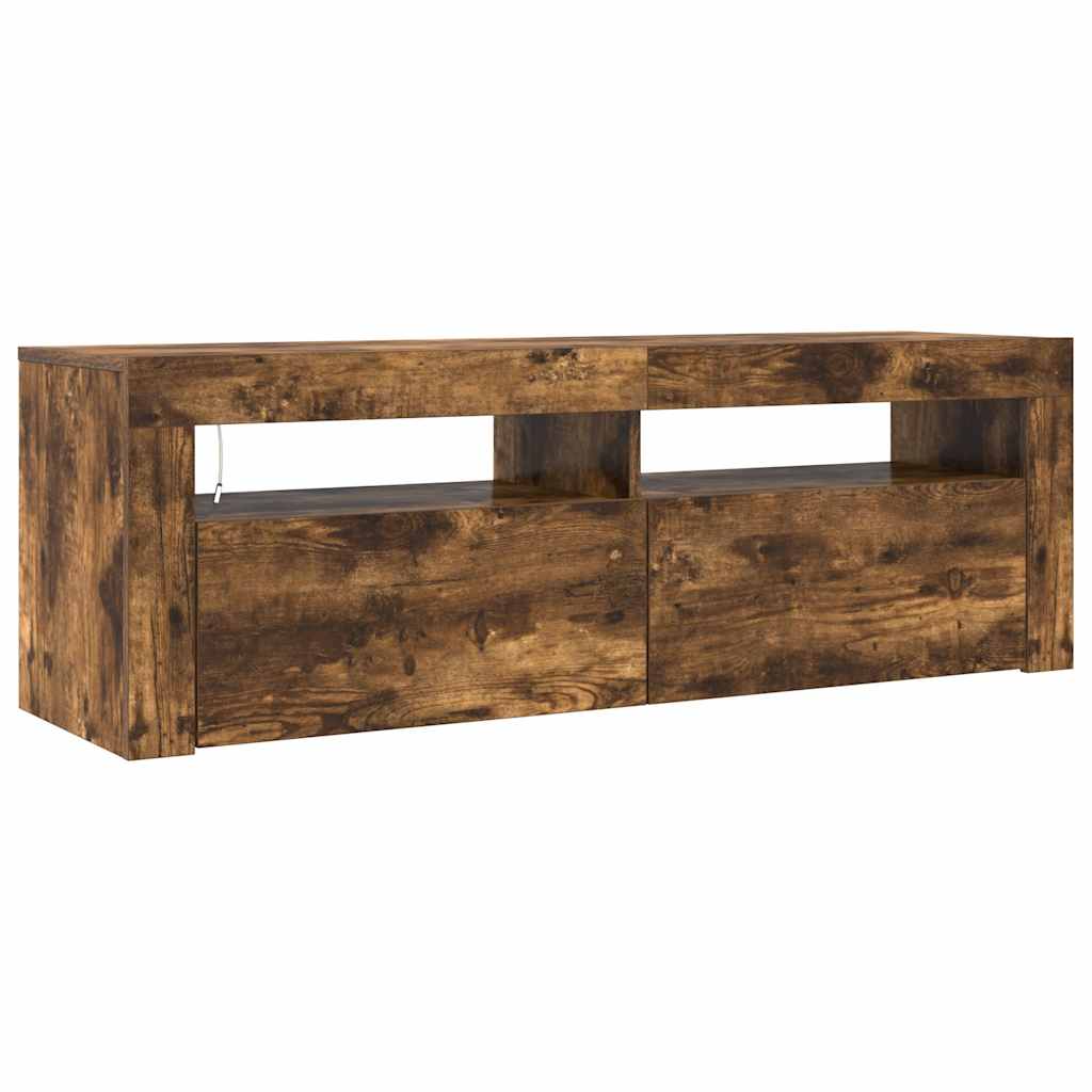 Tv-Benk Med Led-Lys Røkt Eik 120X35X40 Cm