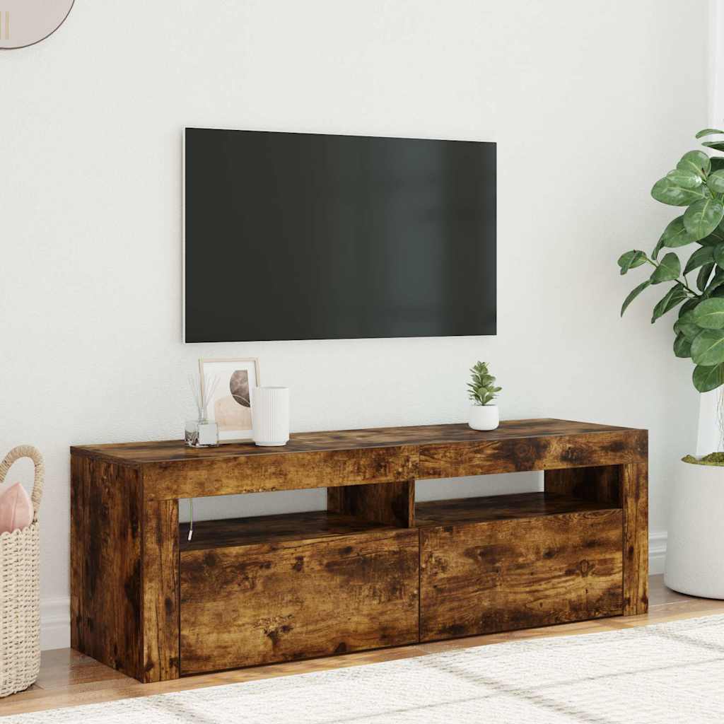 Tv-Benk Med Led-Lys Røkt Eik 120X35X40 Cm