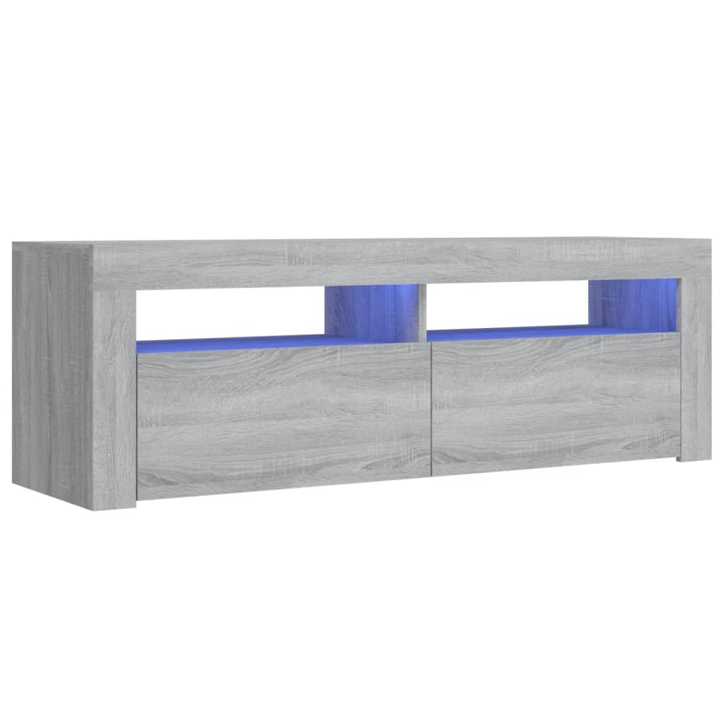 Tv-Benk Med Led-Lys Grå Sonoma 120X35X40 Cm