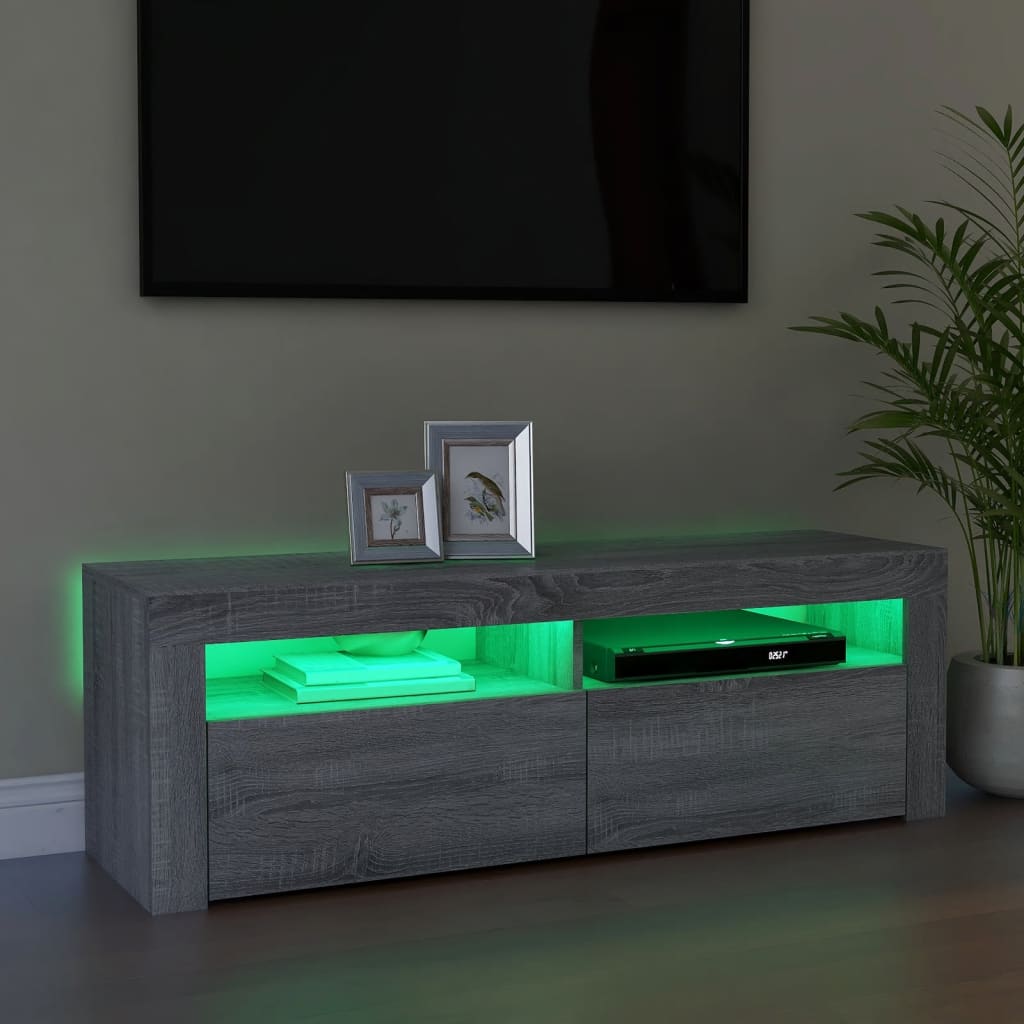 Tv-Benk Med Led-Lys Grå Sonoma 120X35X40 Cm