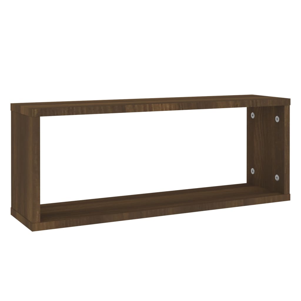 Vegghyller Kube 2 Stk Brun Eik 60X15X23 Cm Konstruert Tre