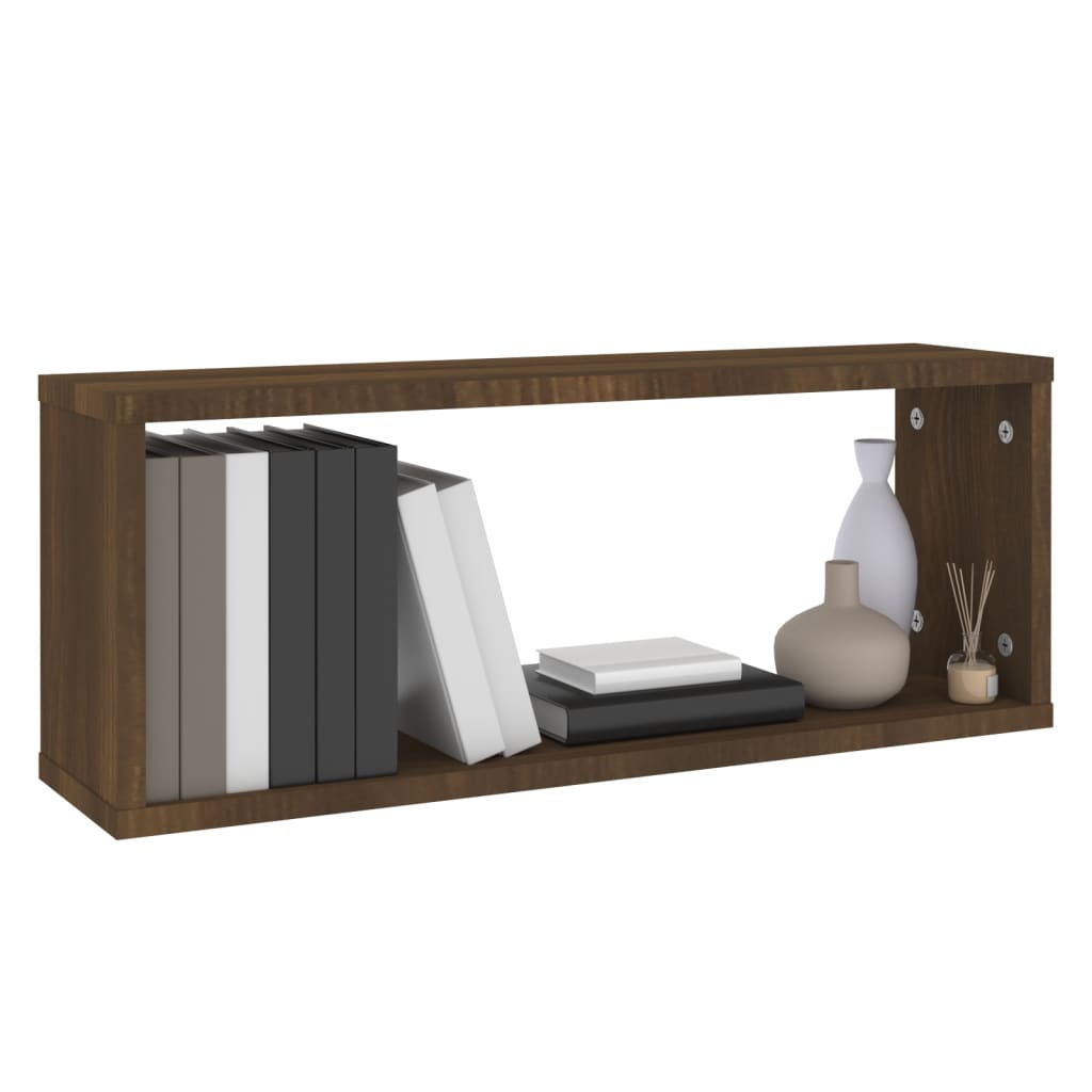 Vegghyller Kube 2 Stk Brun Eik 60X15X23 Cm Konstruert Tre