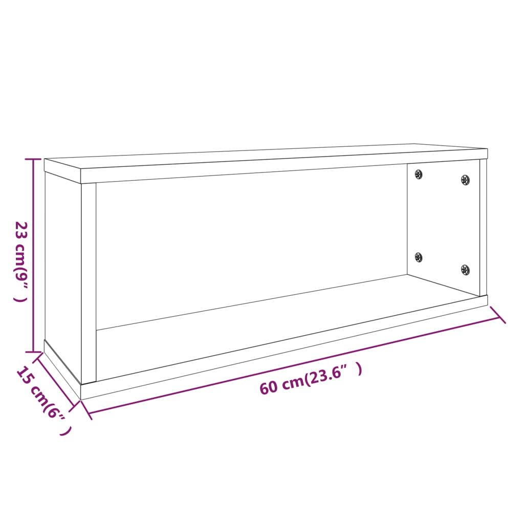 Vegghyller Kube 2 Stk Brun Eik 60X15X23 Cm Konstruert Tre