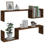 Vegghyller 2 Stk Røkt Eik 100X15X20 Cm Konstruert Tre
