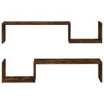 Vegghyller 2 Stk Røkt Eik 100X15X20 Cm Konstruert Tre