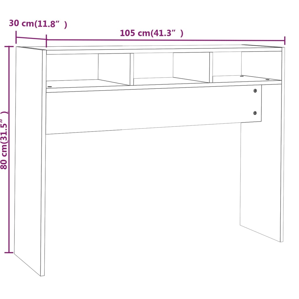 Konsollbord Brun Eik 105X30X80 Cm Konstruert Tre